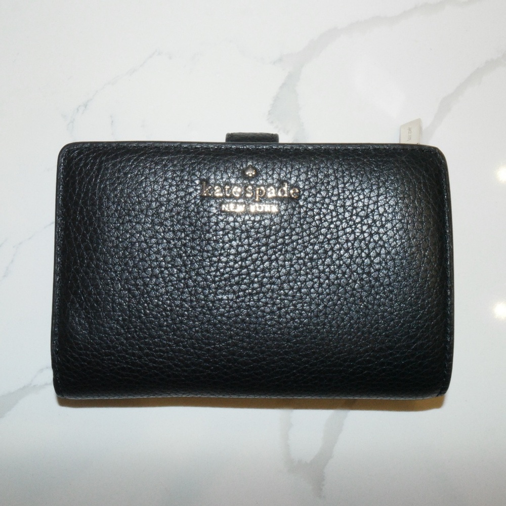New Leila Pebbled Leather Medium Compact Bifold Wallet | Kate Spade